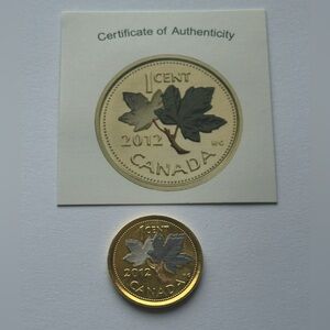 Canada 2012 Gold Plated One Cent Coin